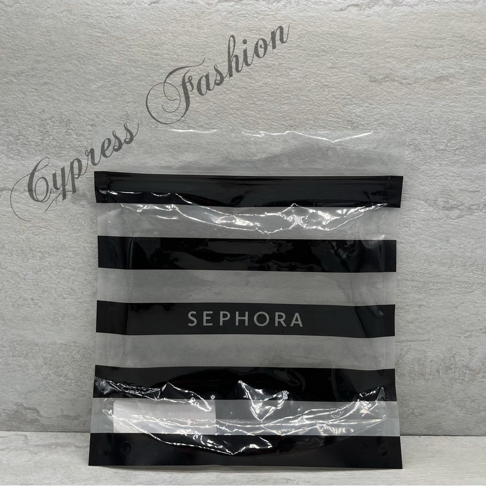 ❗️FREE❗️Sephora Transparent Black Striped Plastic Gift Bag